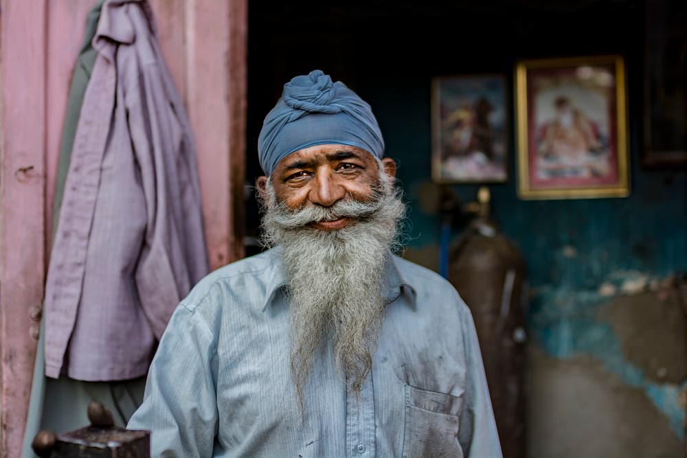 Smiling Sikh Man by Yasemin Bakan — canvas wall art