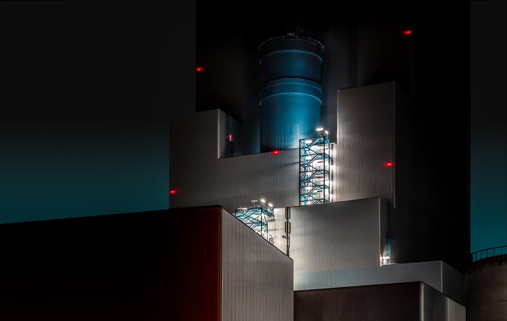 Industrial Night Lights by Jörg  Vollrath — canvas wall art