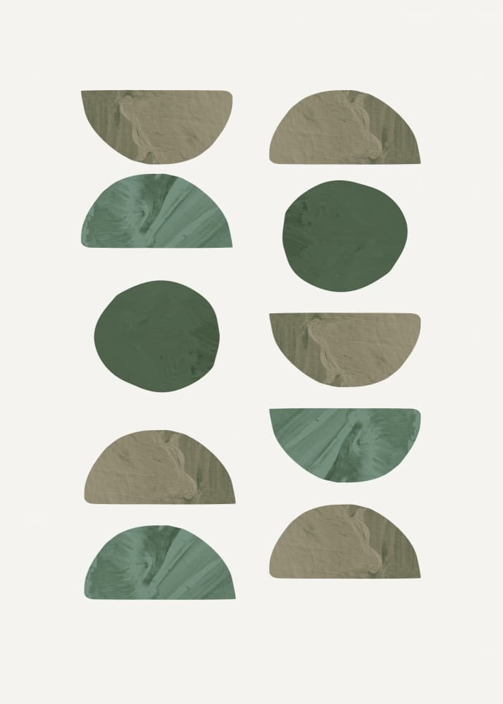 Abstract Earthy Green Shapes by Old Artists Studio — canvas wall art