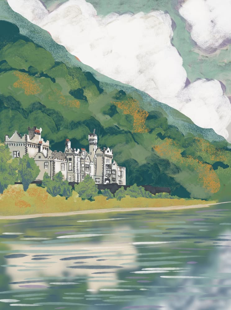Historic Lakeside Castle by Charlotte Trudgett — canvas wall art