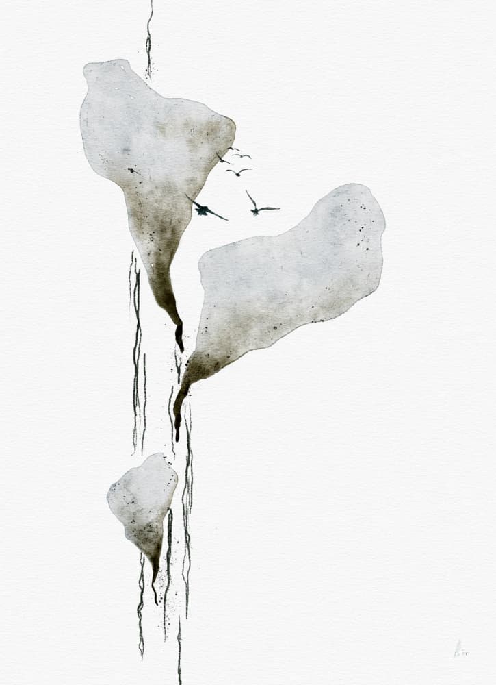 Melting Ice And Birds by Ankie Kooi — canvas wall art