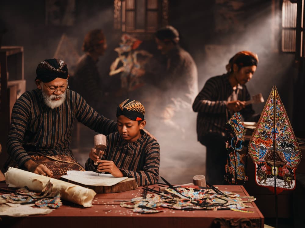 Generational Puppet Carvers by Asep Awaludin — canvas wall art