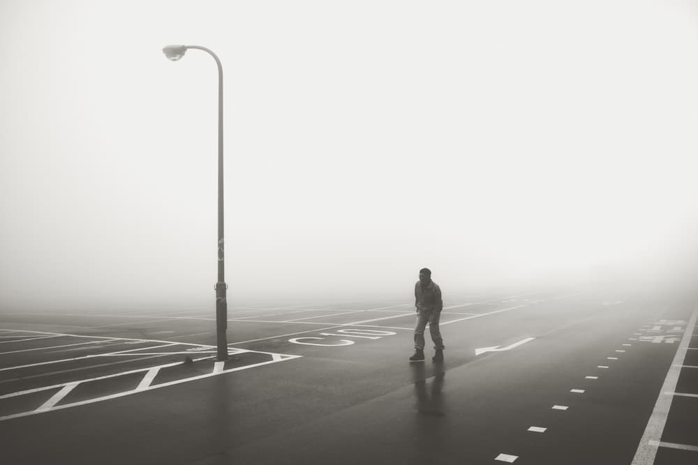 Foggy Urban Walk by Koji Sugimoto — canvas wall art