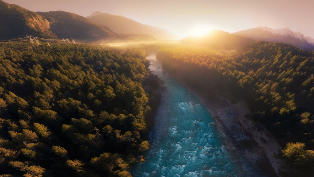 Mountain River Sunrise by Selions（陈磊） — canvas wall art