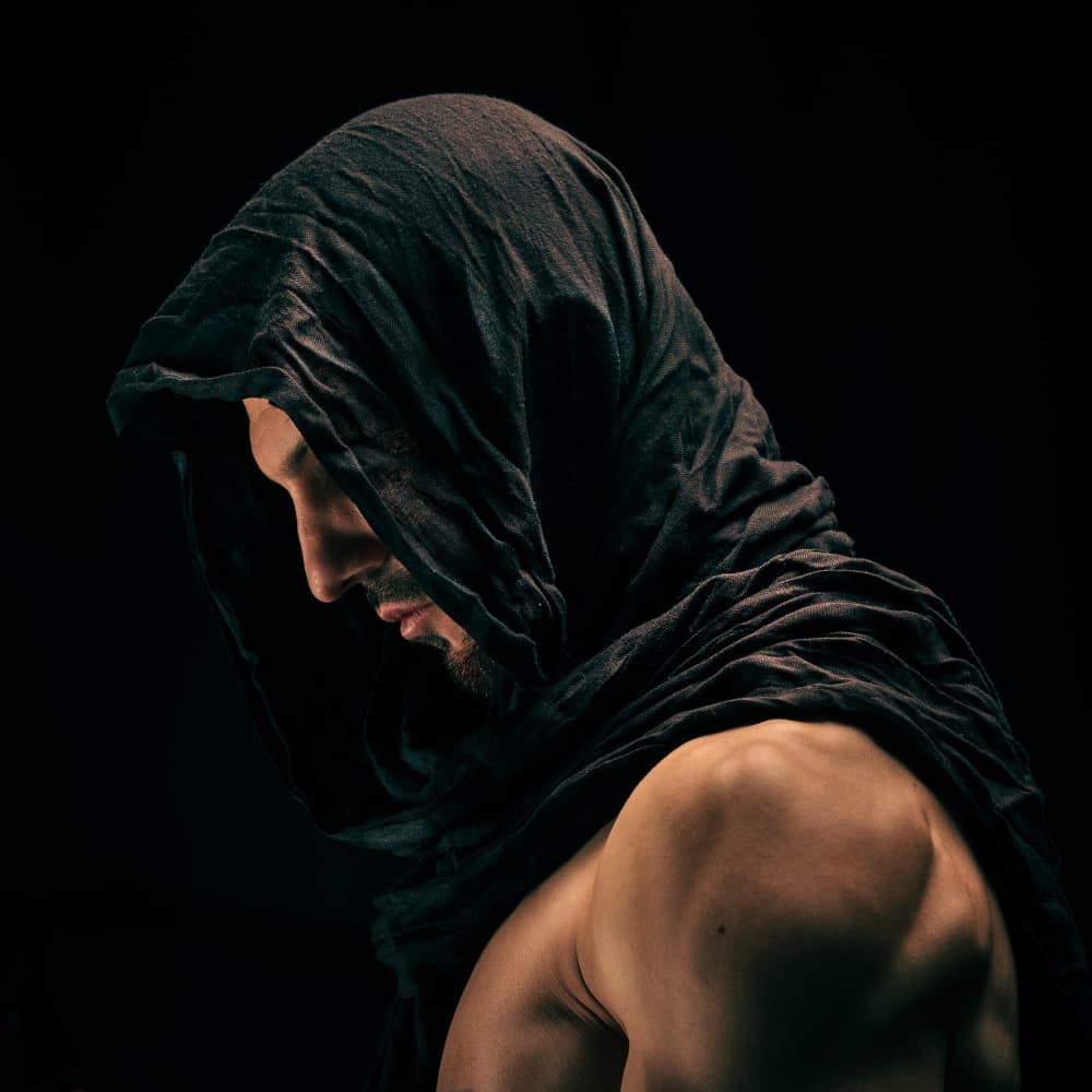 Mysterious Hooded Man by Robert Girmencea — canvas wall art