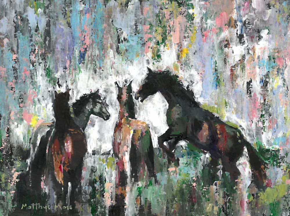 Expressive Wild Horses by Matthys Moss — canvas wall art