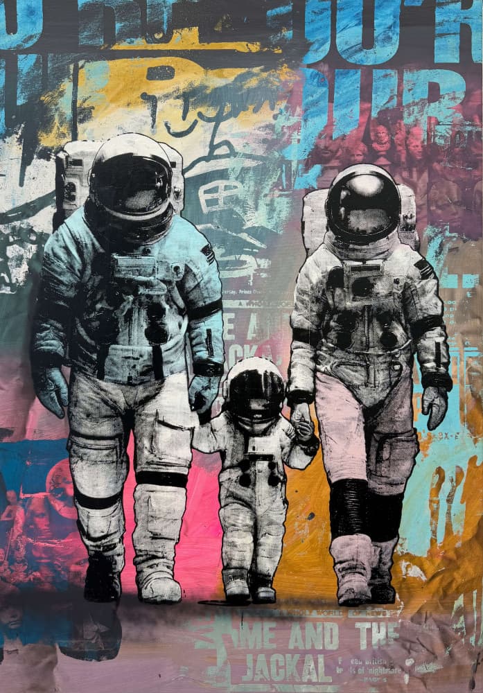 Astronaut Family Walk by Микола Курилюк — canvas wall art