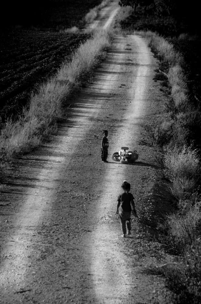 Boys on a Dirt Road by Bünyamin çadırcı — canvas wall art