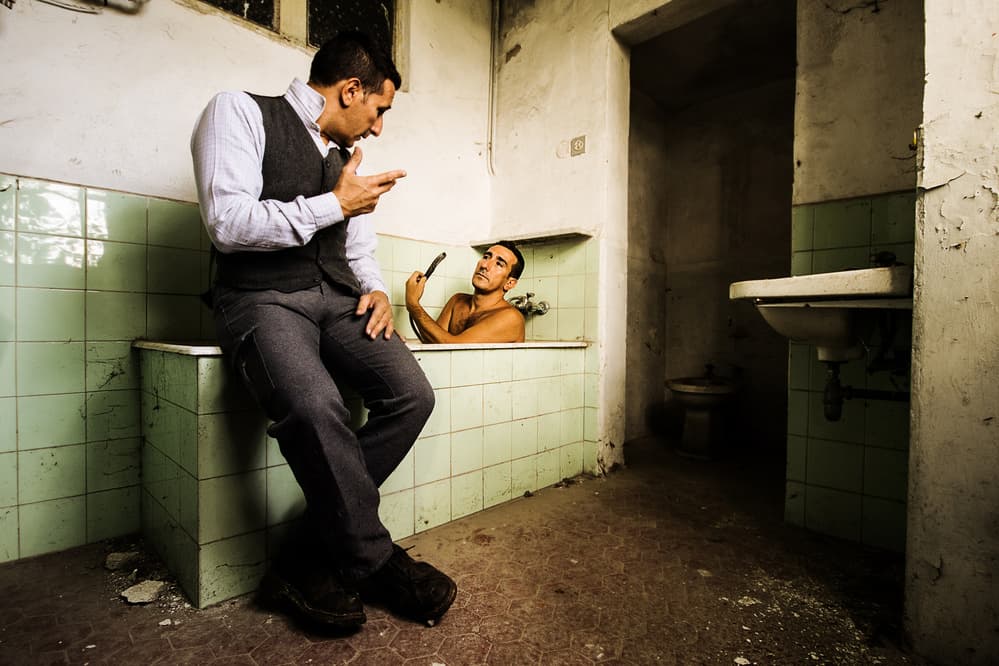 Gritty Bathtub Discussion by Daraio Domenico — canvas wall art