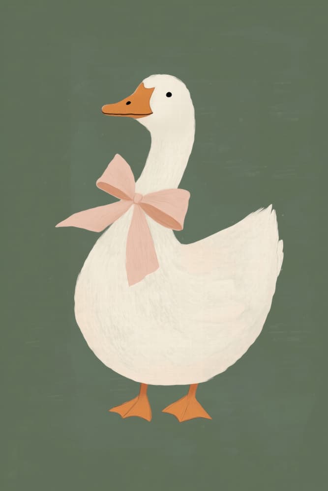 Pink Bow Goose by Melloi Art Prints — canvas wall art