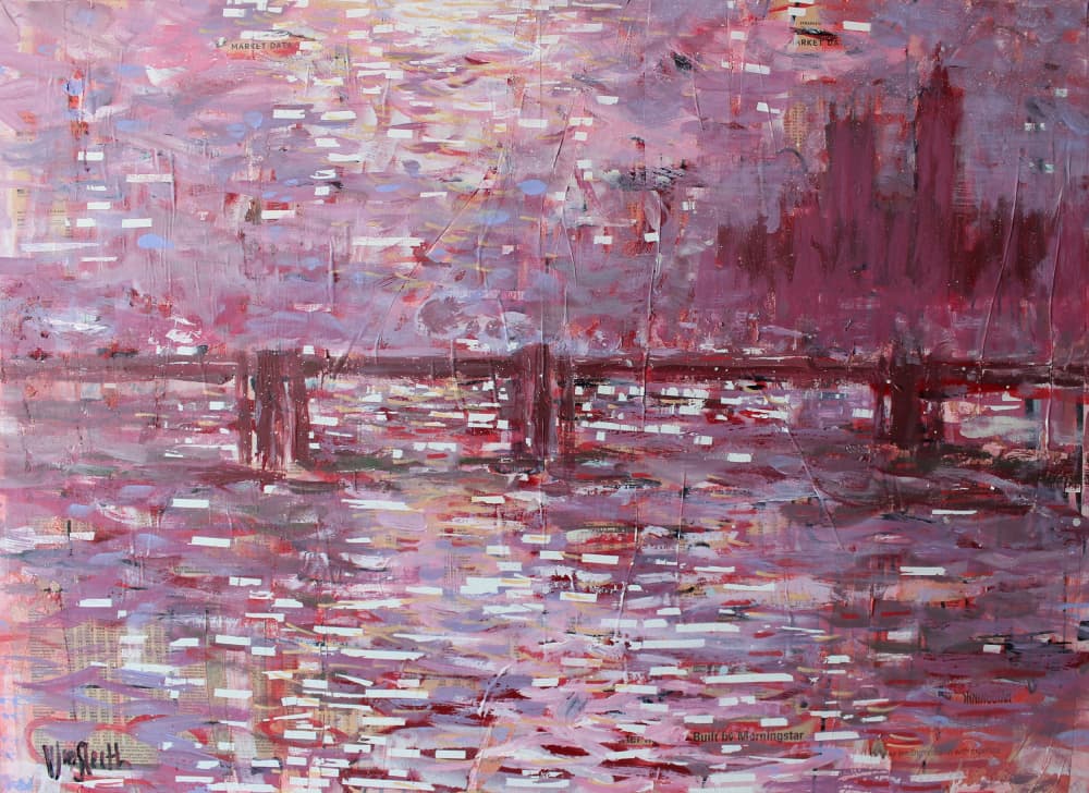 Pink City Reflections by Wayne Sleeth — canvas wall art