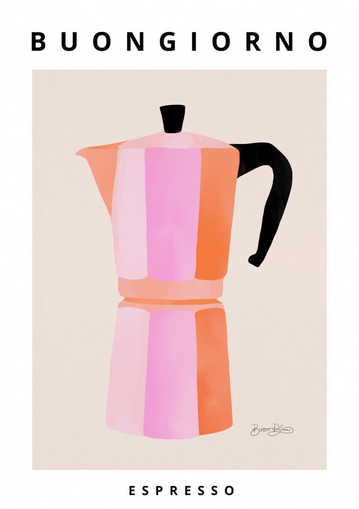 Colorful Moka Pot Espresso by Baroo Bloom — canvas wall art