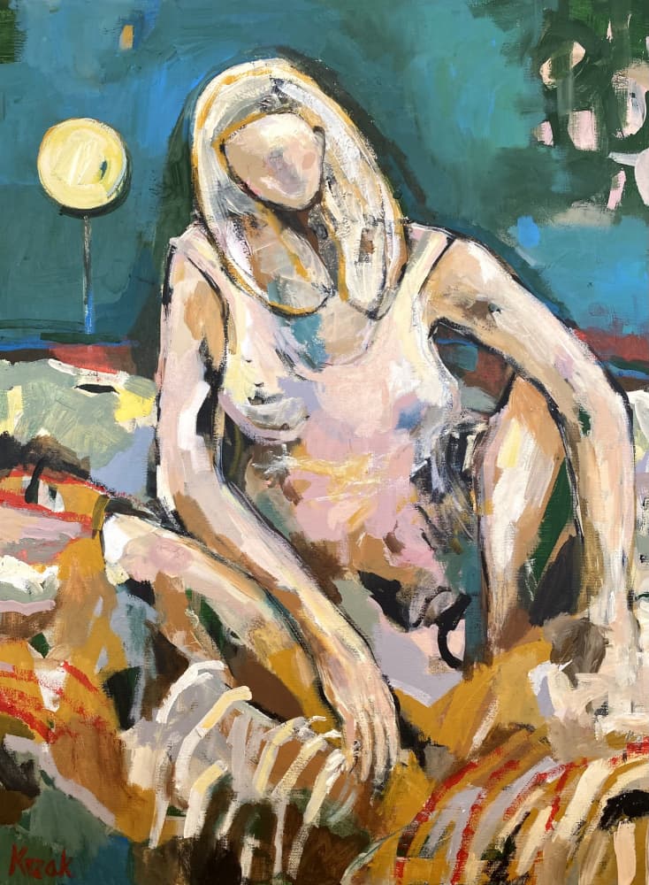 Relaxed Blonde Figure by Magdalena  Krzak — canvas wall art