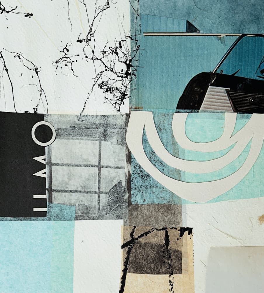 Retro Teal Collage by Cordula Kagemann — canvas wall art