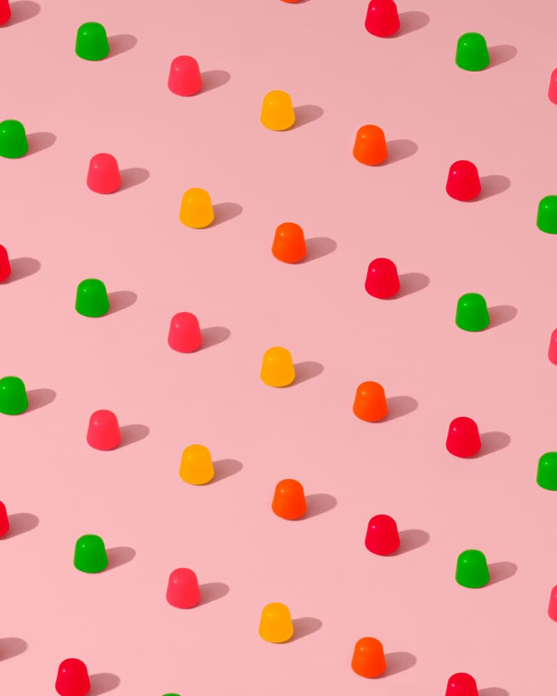 Dots Candy Gum Drops - Repeating Pattern On Pink Background by Tom Windeknecht — canvas wall art