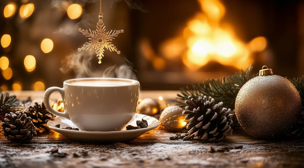 Cozy Winter Coffee Scene by Old Artists Studio IV — canvas wall art