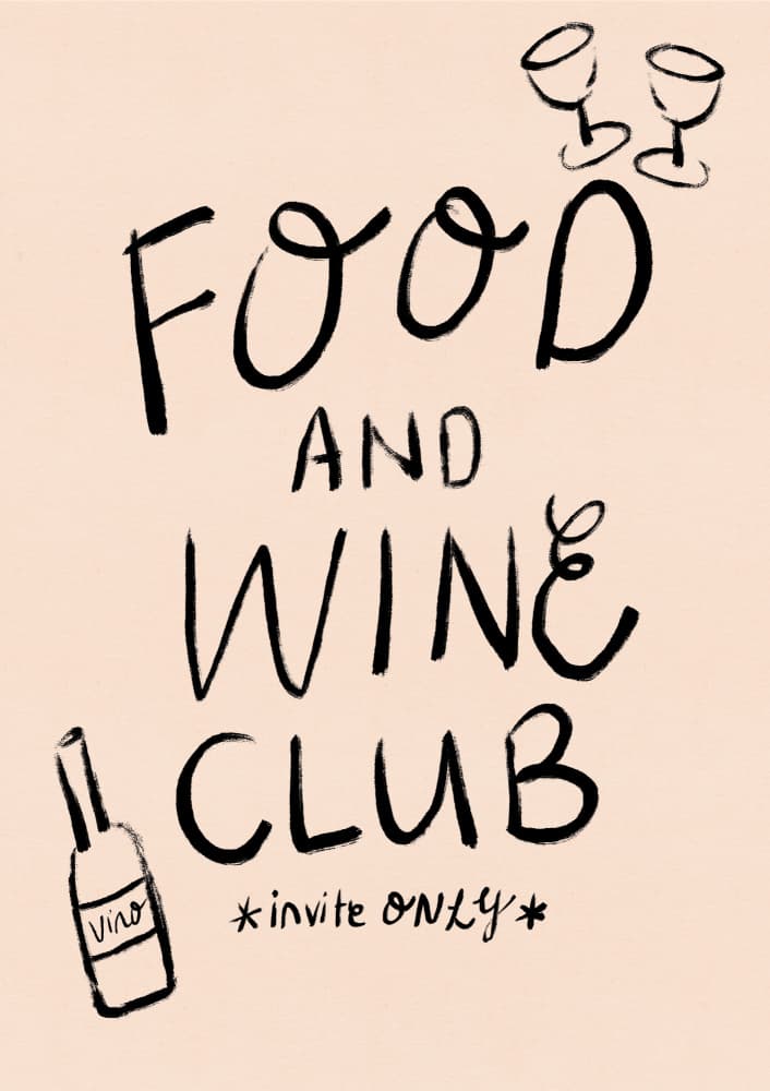 Food Wine Club Invite by Dirkie Nell — canvas wall art