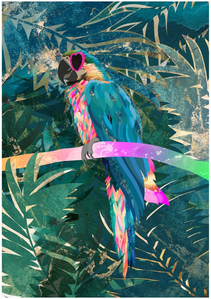 Playful Parrot Sunglasses by Sarah Manovski — canvas wall art