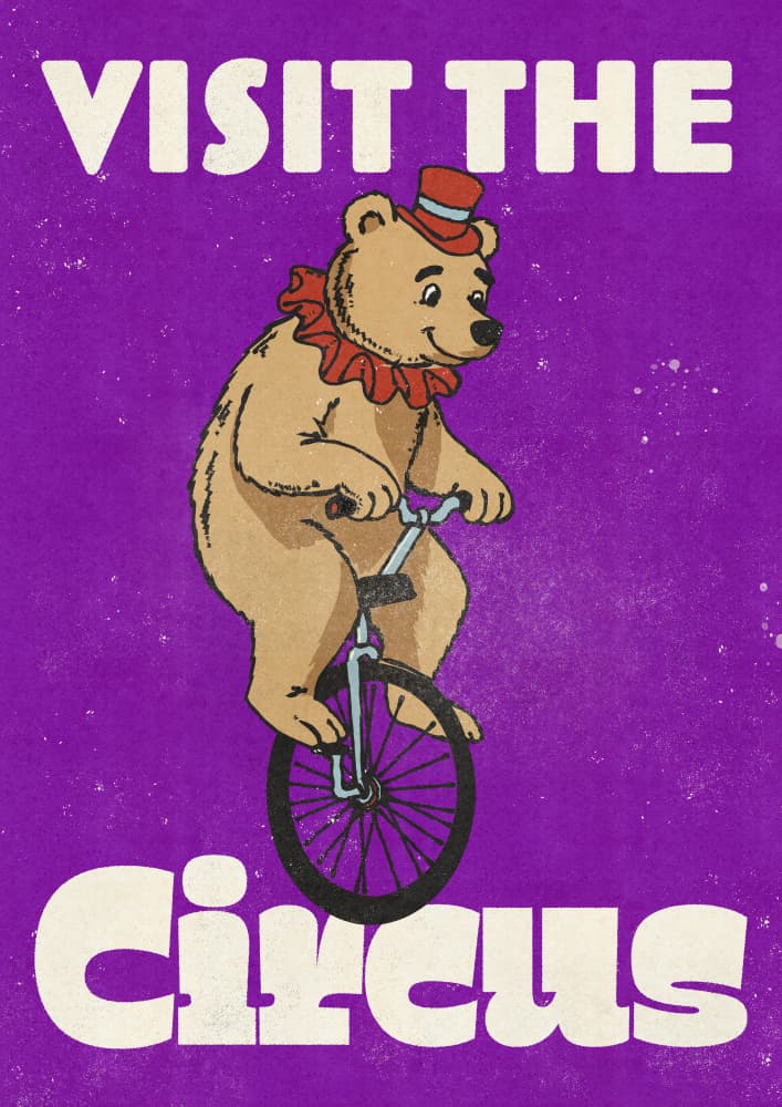 Circus Bear on Unicycle by Nicholas — canvas wall art