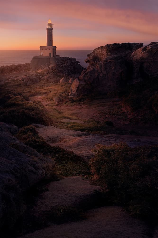 Coastal Lighthouse Sunset by Marcos Gestal — canvas wall art