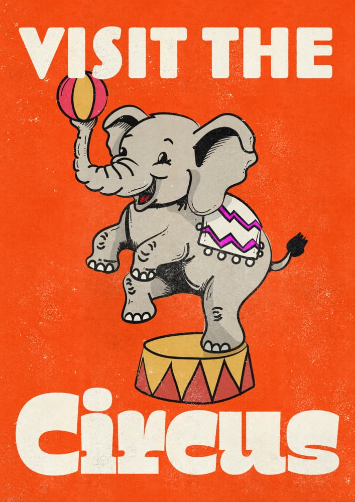 Happy Circus Elephant by Nicholas — canvas wall art