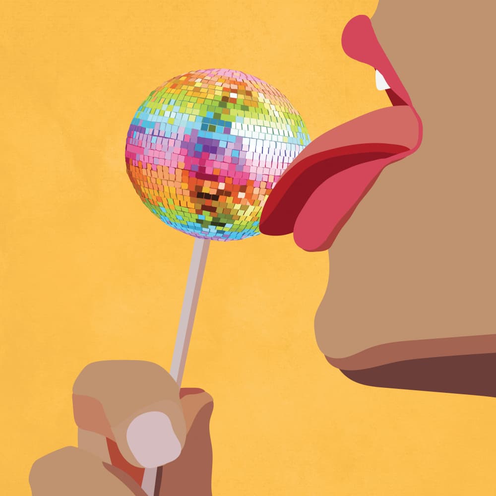 Licking Disco Lollipop by City Art — canvas wall art