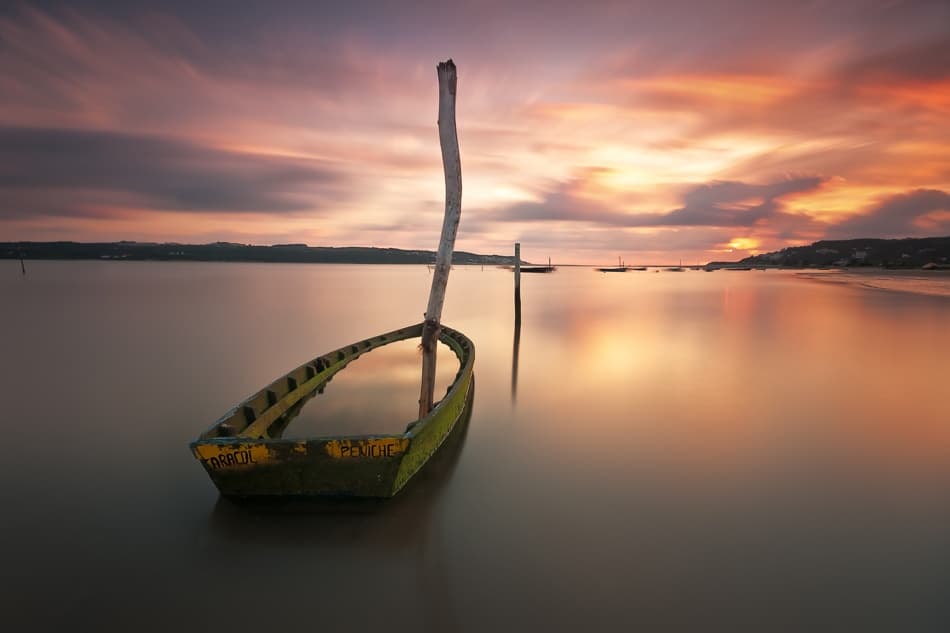 Sunken Boat Sunset by Hugo Borges — canvas wall art
