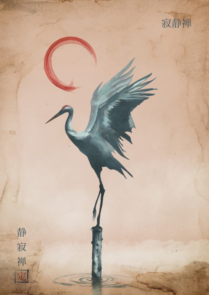 Serene Crane Balance by Fadil Roze — canvas wall art