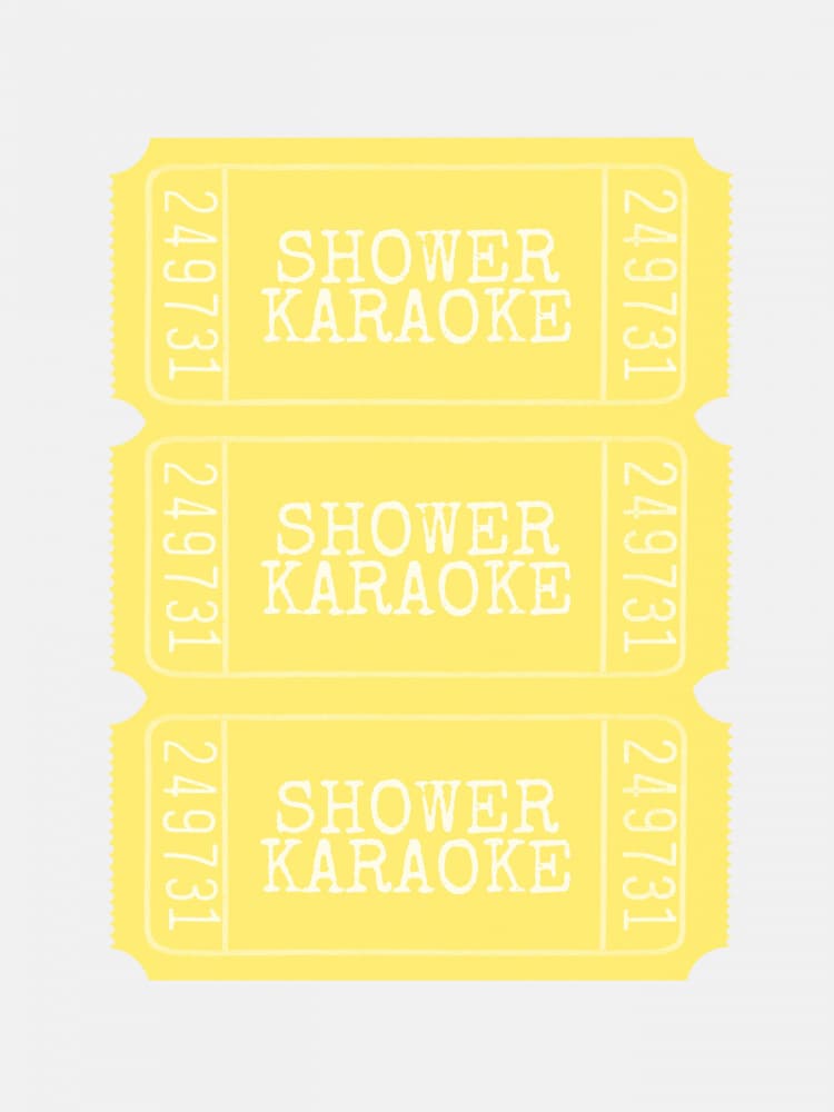 Shower Karaoke Tickets by Jolly and Dash — canvas wall art