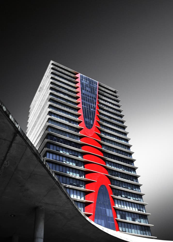 Red Modern Skyscraper by Jorge Pimenta — canvas wall art