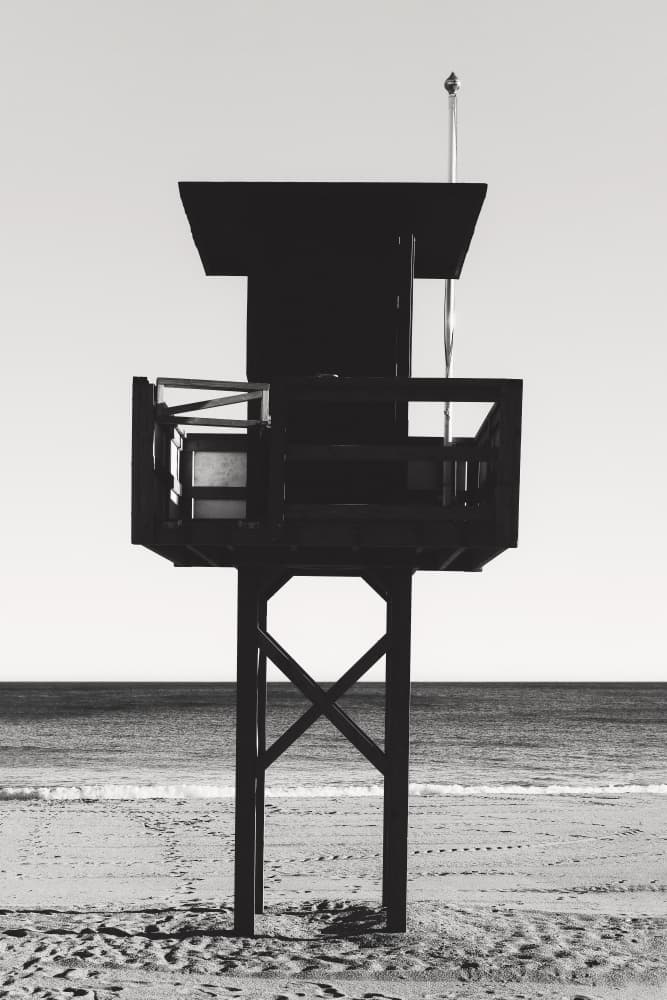Black And White Beach Stand by Old Artists Studio III — canvas wall art