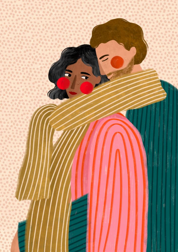 Loving Couple Embrace by Bea Müller — canvas wall art