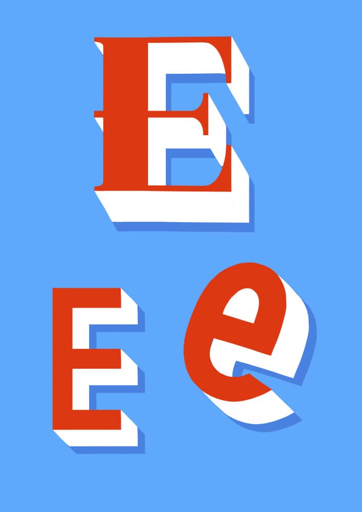 Dimensional Letter E by Guillaume Laserson — canvas wall art