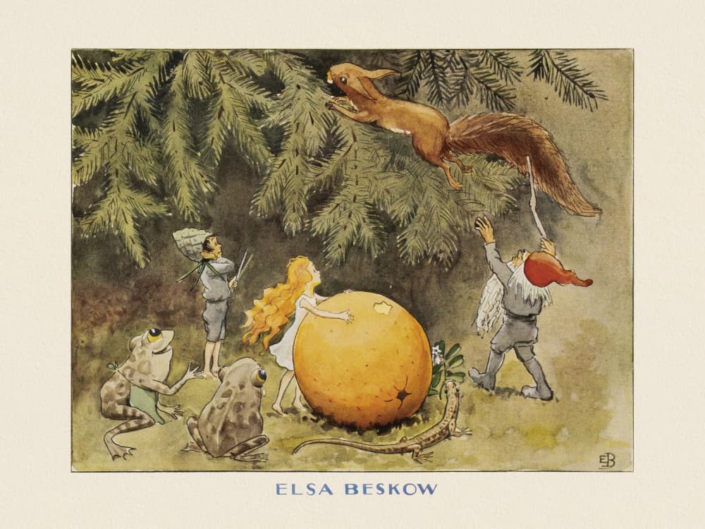 Solägget  Ekorren by Elsa Beskow — canvas wall art