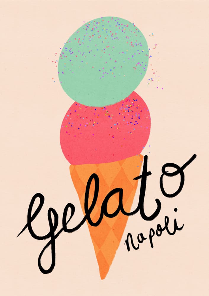 Gelato Napoli Cone by Dirkie Nell — canvas wall art
