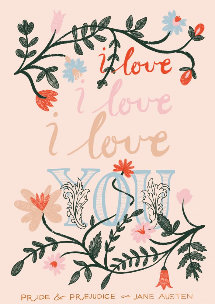 I Love You Botanical Script by Charlotte Trudgett — canvas wall art