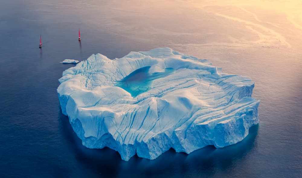 Arctic Iceberg Red Sails by Yanny Liu — canvas wall art