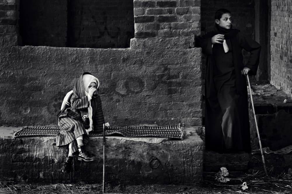 Quiet Doorway Figures by Mohamed Fawzy Kutp — canvas wall art