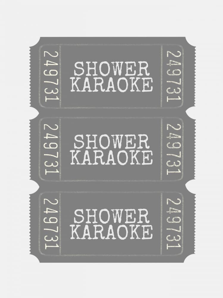 Vintage Shower Karaoke Tickets by Jolly and Dash — canvas wall art
