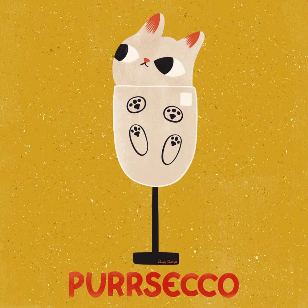 Purrsecco by Carrie Cantwell — canvas wall art