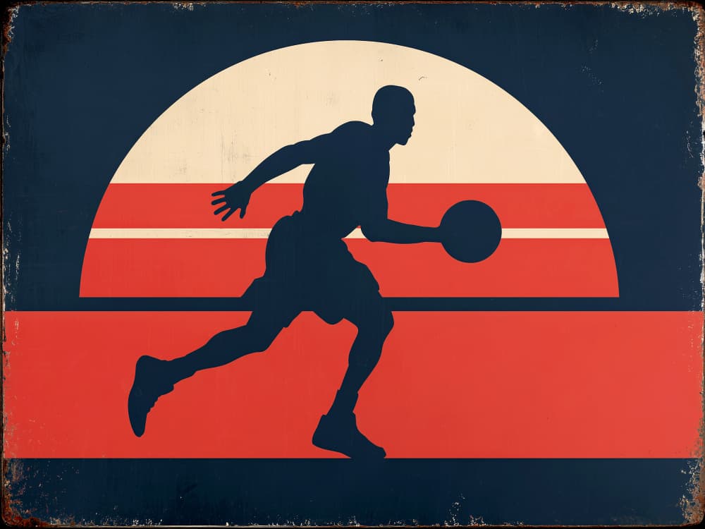 Retro Hoops Sunset by Old Artists Studio IV — canvas wall art