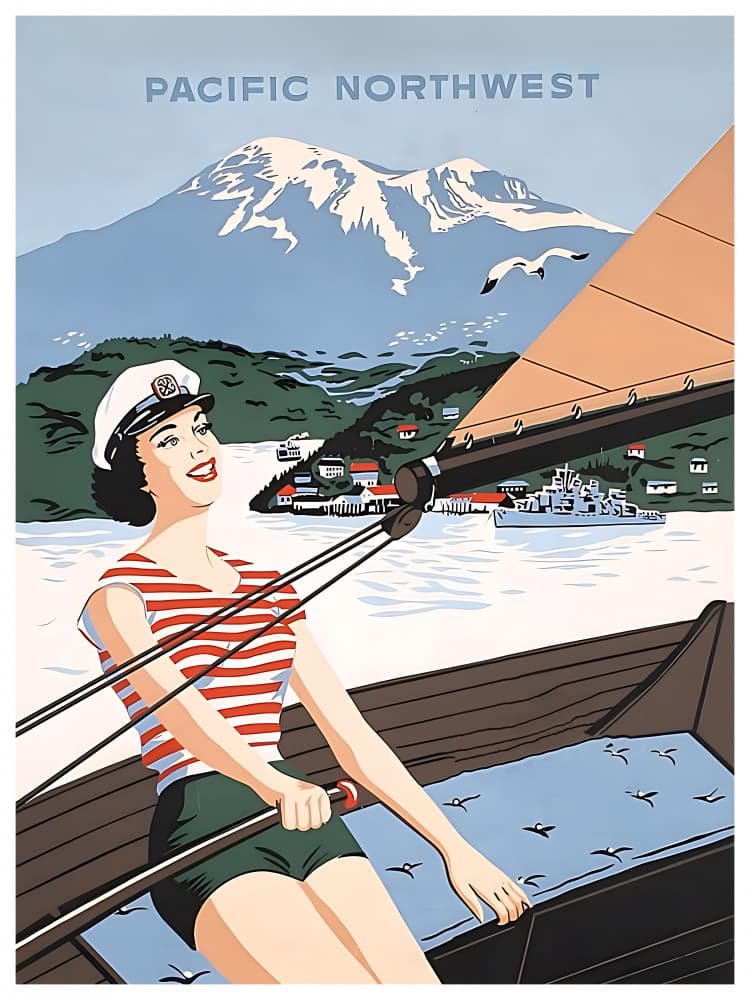 Pacific Northwest Sailing Woman by Chad Hyde — canvas wall art