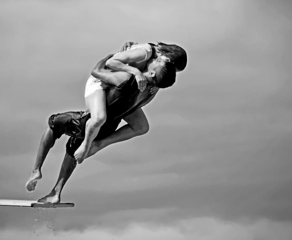 Passionate Diving Embrace by Tatyana Druz — canvas wall art