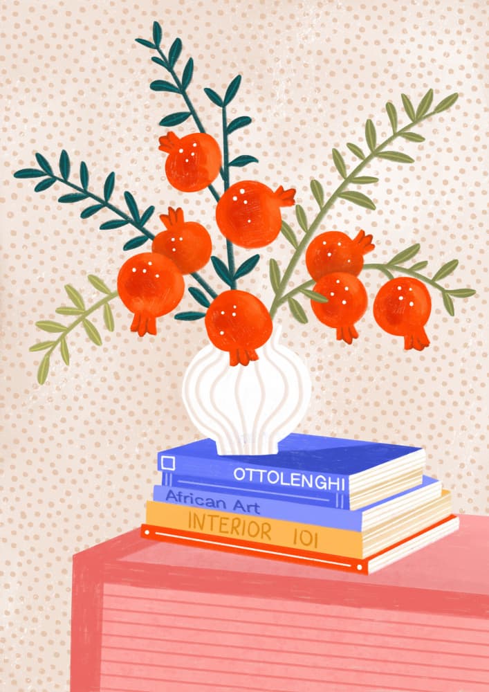 Cozy Tabletop Pomegranates by Bea Müller — canvas wall art