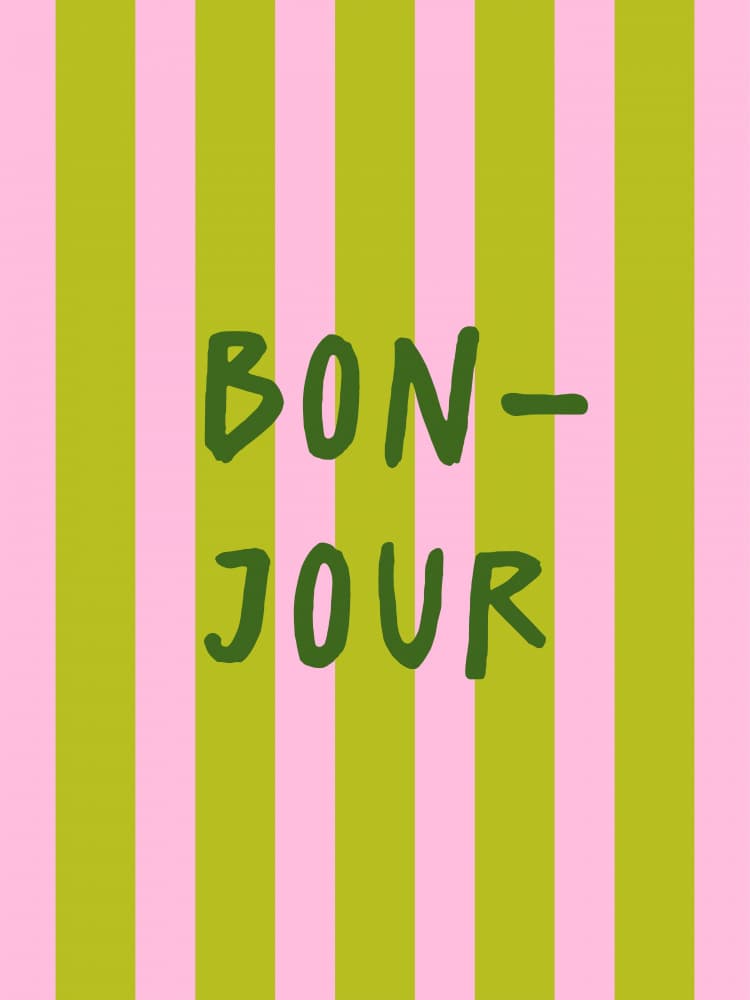 Bonjour Pink Stripes by Sudevi Sen — canvas wall art