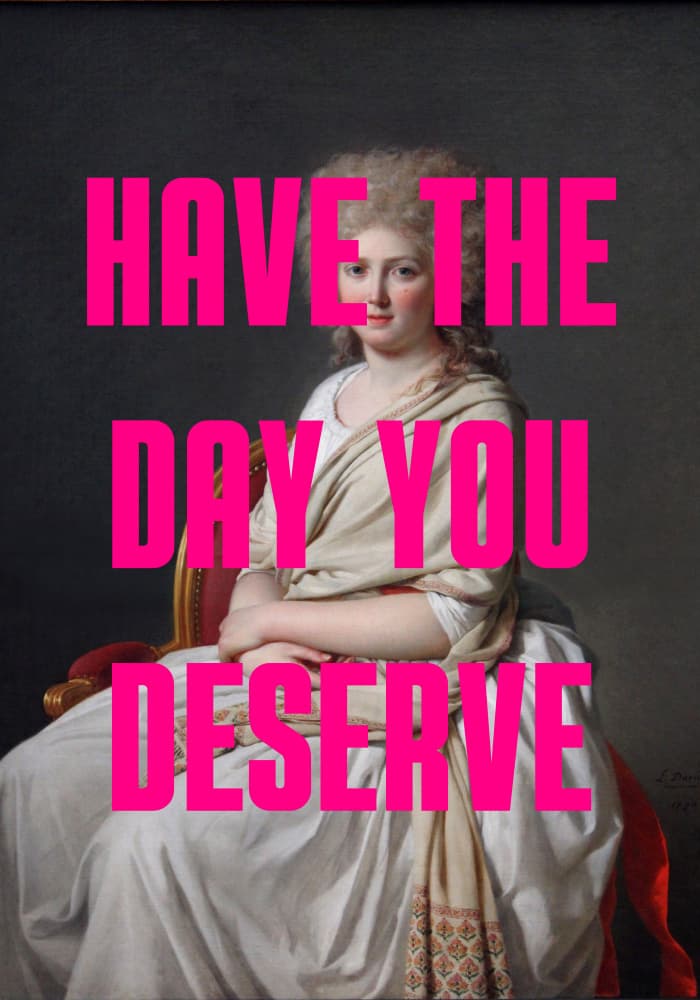 Sassy Pink Text Portrait by Athene Fritsch — canvas wall art