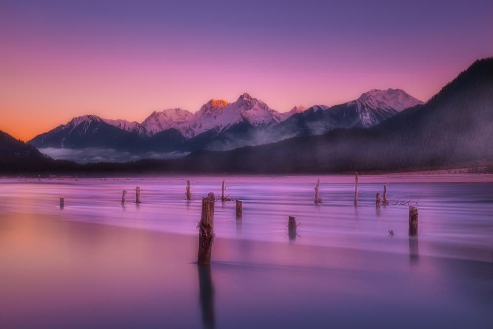 Purple Mountain Dawn by 吴子诚WuZiCheng — canvas wall art