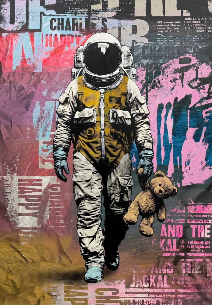 Astronaut With Teddy Bear by Микола Курилюк — canvas wall art