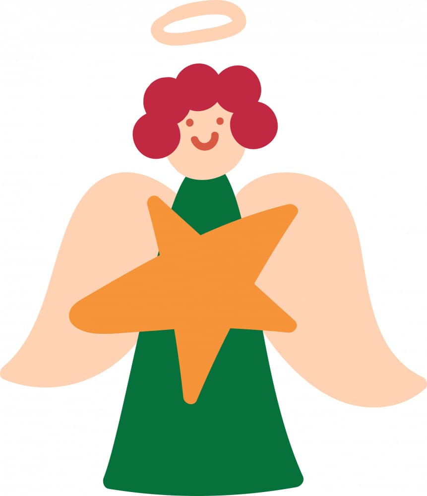 Smiling Angel Holding Star by Marika Barsrsind — canvas wall art