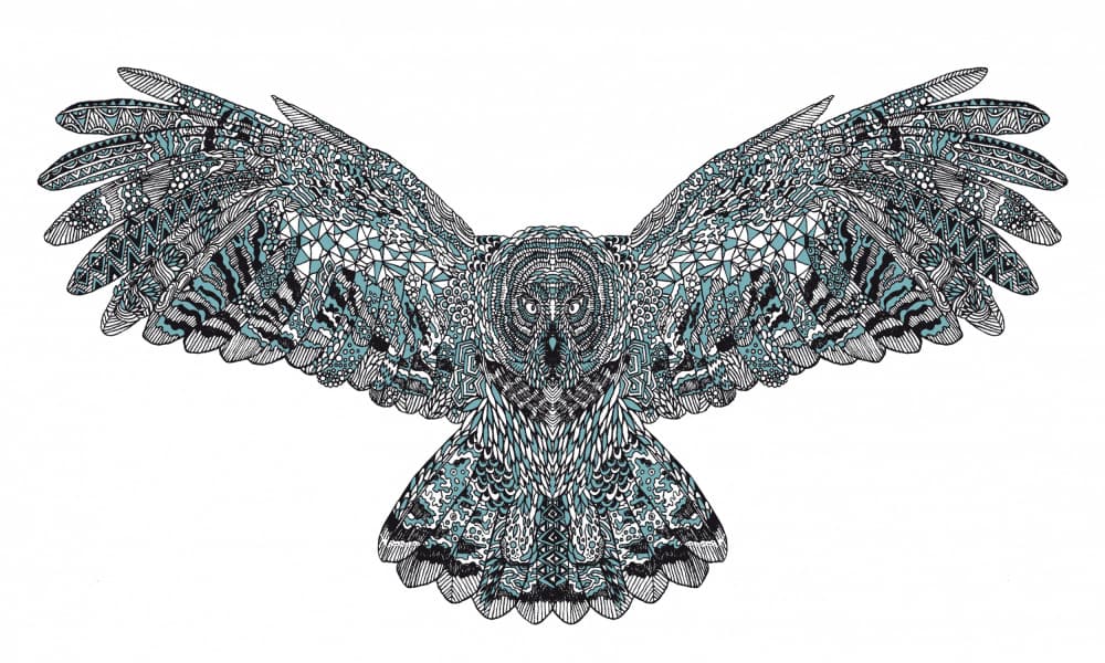 Intricate Flying Owl by Nicole Bustamante — canvas wall art